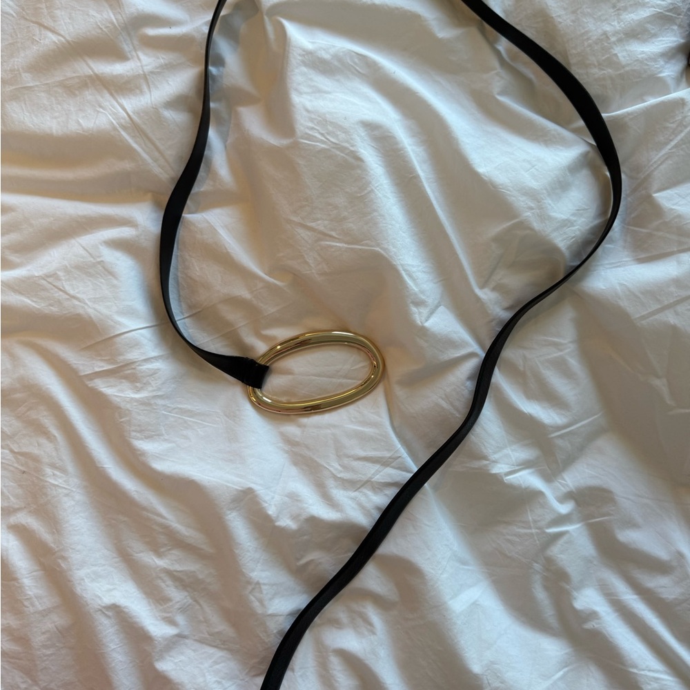Zara Black Belt with Gold Oval Buckle